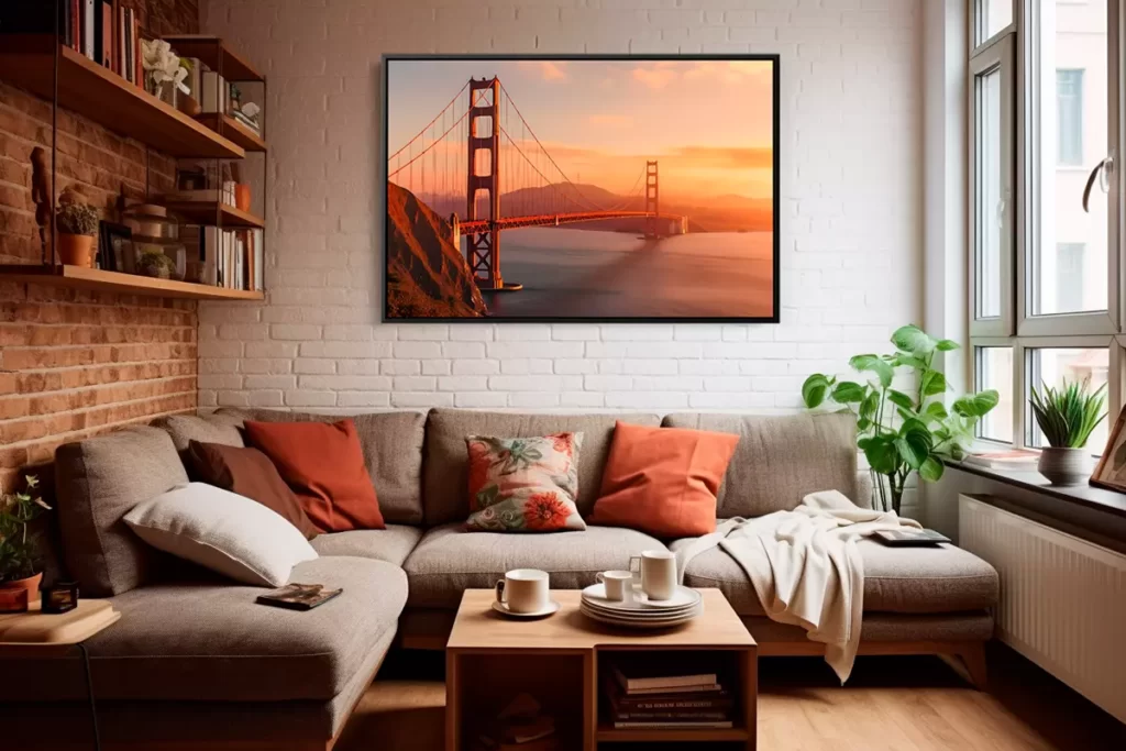 Quadro Golden Gate Bridge na sala de estar