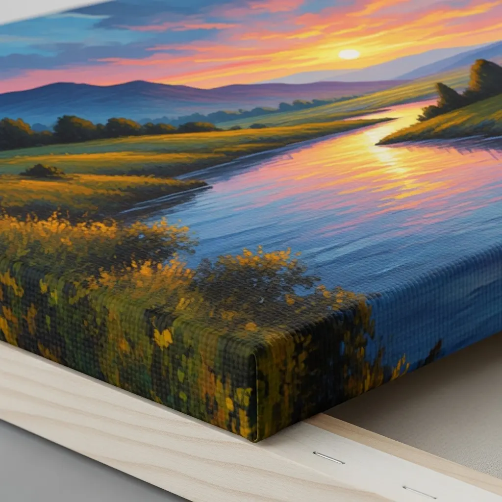 Impressão em tecido canvas, mostrando os detalhes da trama do tecido e sua textura, que mesmo com uma imagem impressa, ainda fica visível, dando mais beleza à arte.