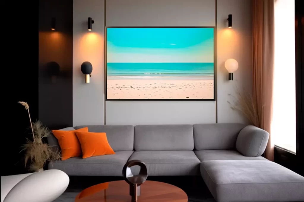 Quadro Praia mar Mioquadros decorando a sala de estar