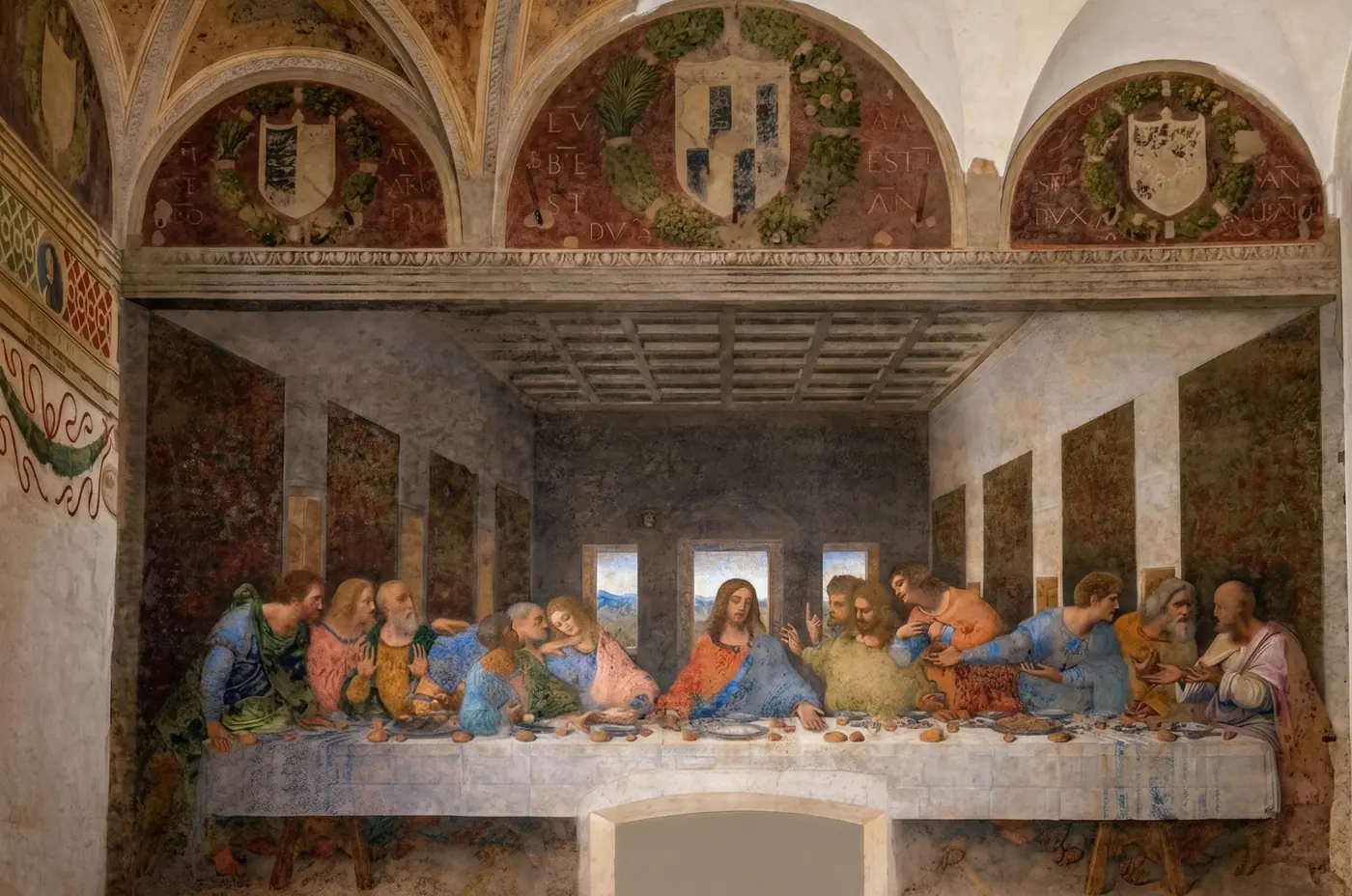 Pintura da Santa Ceia feita por Leonardo da Vinci, em Milão