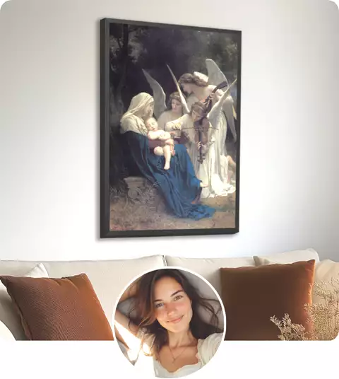 Sala com quadro decorativo religioso
