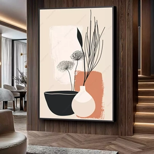 Quadro Boho da Essência e Simplicidade Natural deitado sobre a superfície, mostrando os detalhes da moldura inferior direita.