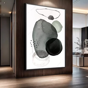 Quadro Boho Harmonia das Sombras em Movimento Orgânico deitado sobre a superfície, mostrando os detalhes da moldura inferior direita.