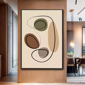 Quadro Boho Vibração Orgânica em Contornos Suaves deitado sobre a superfície, mostrando os detalhes da moldura inferior direita.