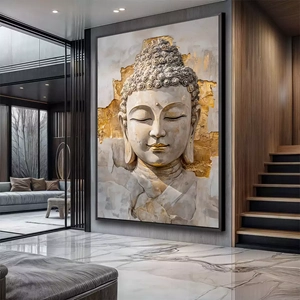 Quadro Buda deitado sobre a superfície, mostrando os detalhes da moldura inferior direita.