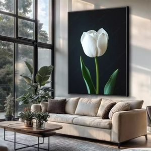 Quadro Flor deitado sobre a superfície, mostrando os detalhes da moldura inferior direita.