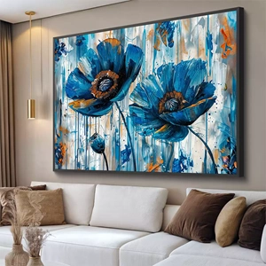 Quadro Flores deitado sobre a superfície, mostrando os detalhes da moldura inferior direita.