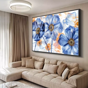 Quadro Flores deitado sobre a superfície, mostrando os detalhes da moldura inferior direita.