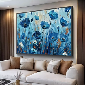 Quadro Flores deitado sobre a superfície, mostrando os detalhes da moldura inferior direita.