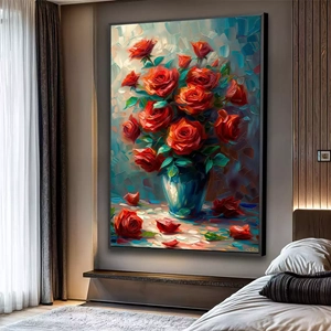Quadro Flores deitado sobre a superfície, mostrando os detalhes da moldura inferior direita.