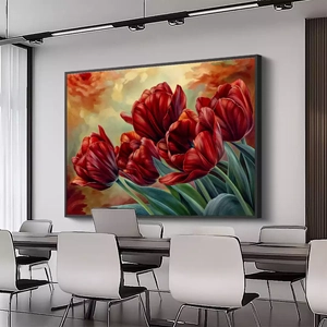 Quadro Flores deitado sobre a superfície, mostrando os detalhes da moldura inferior direita.