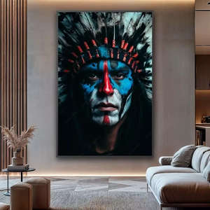 Quadro Indio deitado sobre a superfície, mostrando os detalhes da moldura inferior direita.
