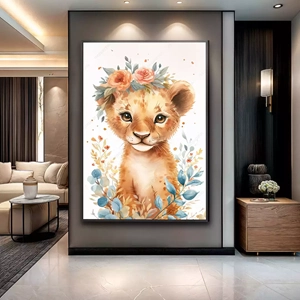 Quadro Infantil deitado sobre a superfície, mostrando os detalhes da moldura inferior direita.