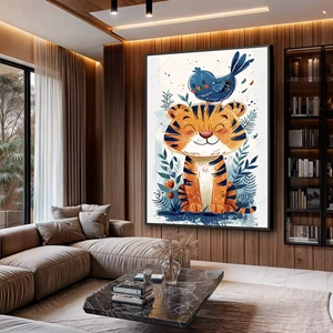 Quadro Infantil deitado sobre a superfície, mostrando os detalhes da moldura inferior direita.
