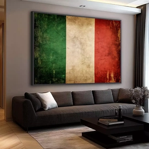 Quadro Italia deitado sobre a superfície, mostrando os detalhes da moldura inferior direita.