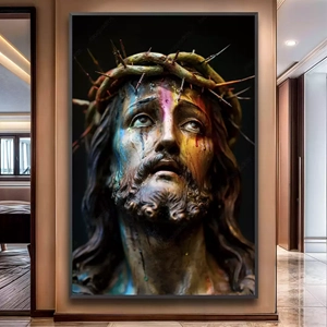 Quadro Jesus deitado sobre a superfície, mostrando os detalhes da moldura inferior direita.