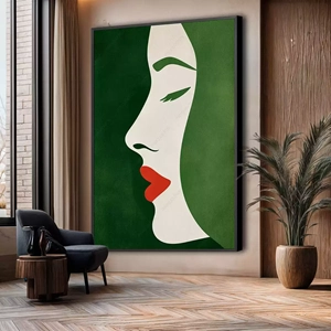 Quadro Minimalista deitado sobre a superfície, mostrando os detalhes da moldura inferior direita.