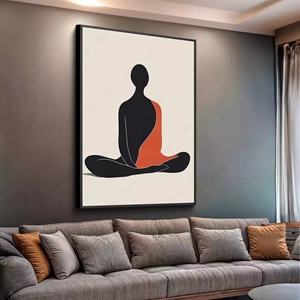 Quadro Minimalista deitado sobre a superfície, mostrando os detalhes da moldura inferior direita.