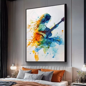 Quadro Música das Cores em Melodia Fluida deitado sobre a superfície, mostrando os detalhes da moldura inferior direita.