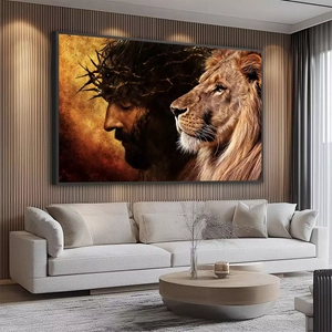 Quadro O Leão de Judá deitado sobre a superfície, mostrando os detalhes da moldura inferior direita.