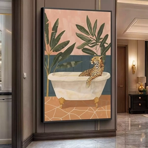 Quadro Para Banheiro deitado sobre a superfície, mostrando os detalhes da moldura inferior direita.