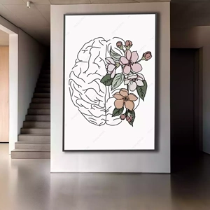 Quadro Psicologia Florindo A Mente em Harmonia deitado sobre a superfície, mostrando os detalhes da moldura inferior direita.