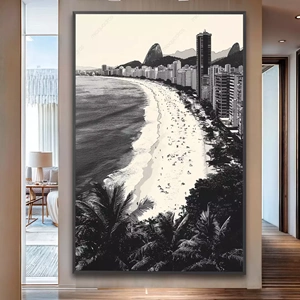Quadro Rio de Janeiro Preto e Branco deitado sobre a superfície, mostrando os detalhes da moldura inferior direita.