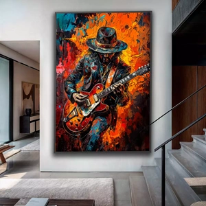Quadro Rock deitado sobre a superfície, mostrando os detalhes da moldura inferior direita.