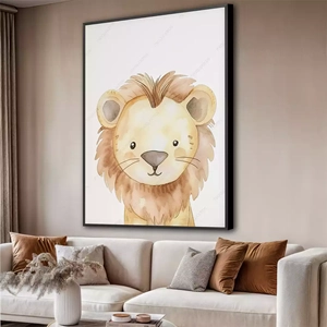 Quadro Safari deitado sobre a superfície, mostrando os detalhes da moldura inferior direita.