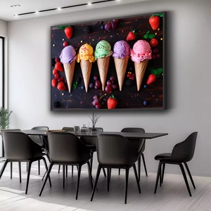 Quadro Sorvete deitado sobre a superfície, mostrando os detalhes da moldura inferior direita.
