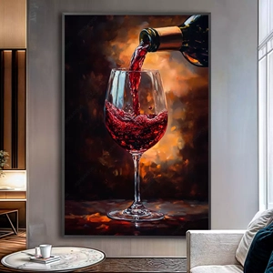 Quadro Taça de Vinho deitado sobre a superfície, mostrando os detalhes da moldura inferior direita.