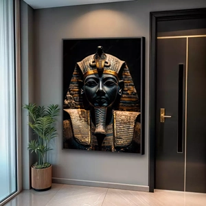 Quadro Tutancâmon deitado sobre a superfície, mostrando os detalhes da moldura inferior direita.