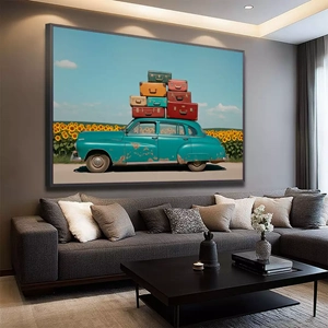 Quadro Viagem deitado sobre a superfície, mostrando os detalhes da moldura inferior direita.