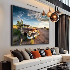Quadro Vintage deitado sobre a superfície, mostrando os detalhes da moldura inferior direita.