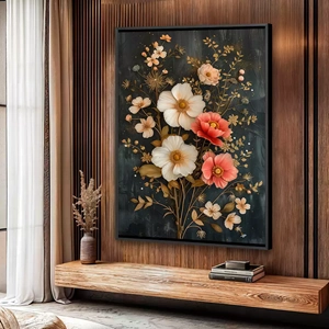Quadro Vintage deitado sobre a superfície, mostrando os detalhes da moldura inferior direita.