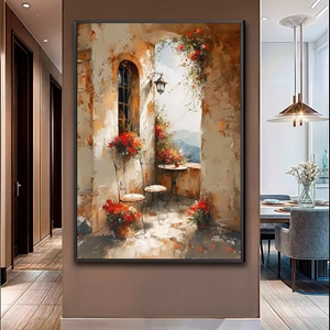 Quadro Vintage deitado sobre a superfície, mostrando os detalhes da moldura inferior direita.