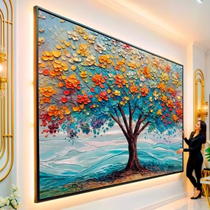 Quadro Árvore da Vida em Espirais de Luz visto de frente, exibindo sua moldura e sua arte.
