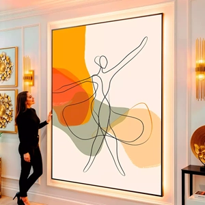 Quadro Boho visto de frente, exibindo sua moldura e sua arte.