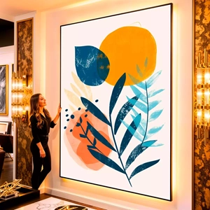 Quadro Boho visto de frente, exibindo sua moldura e sua arte.