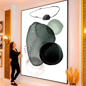 Quadro Boho Harmonia das Sombras em Movimento Orgânico visto de frente, exibindo sua moldura e sua arte.