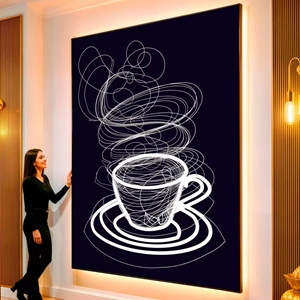 Quadro Café Energizante na Espiral do Tempo visto de frente, exibindo sua moldura e sua arte.