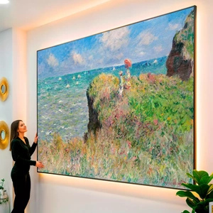 Quadro Caminhada pelo penhasco em Pourville visto de frente, exibindo sua moldura e sua arte.