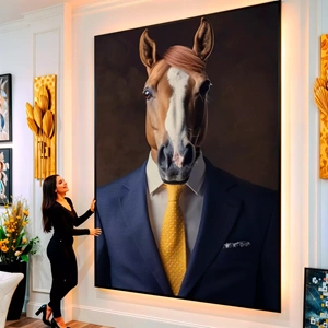 Quadro Cavalo Elegante no Traje de Gala visto de frente, exibindo sua moldura e sua arte.