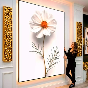 Quadro Flor Margarida Branca em Serenidade Intensa visto de frente, exibindo sua moldura e sua arte.