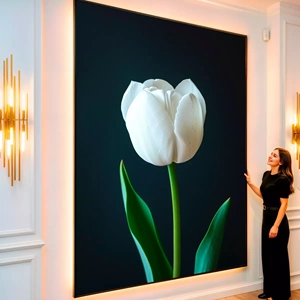 Quadro Flor visto de frente, exibindo sua moldura e sua arte.