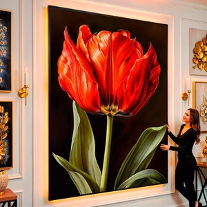 Quadro Flor visto de frente, exibindo sua moldura e sua arte.