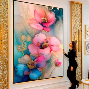 Quadro Flores de Ouro em Sonho Etéreo visto de frente, exibindo sua moldura e sua arte.