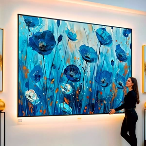 Quadro Flores visto de frente, exibindo sua moldura e sua arte.