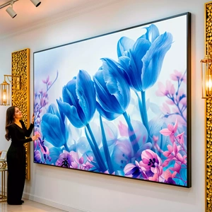 Quadro Flores visto de frente, exibindo sua moldura e sua arte.