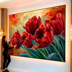 Quadro Flores visto de frente, exibindo sua moldura e sua arte.
